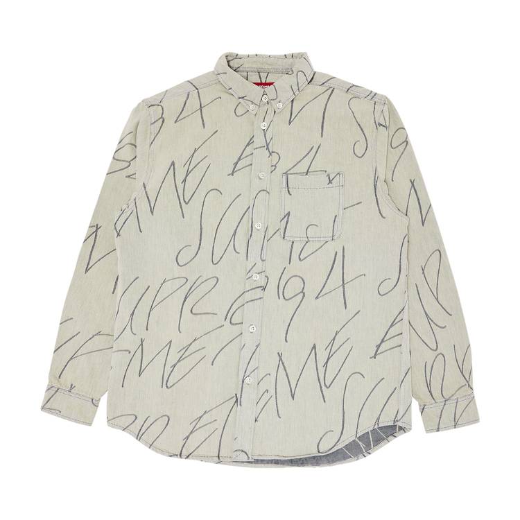 Buy Supreme Handwriting Jacquard Denim Shirt 'Dirty' - FW23S27 