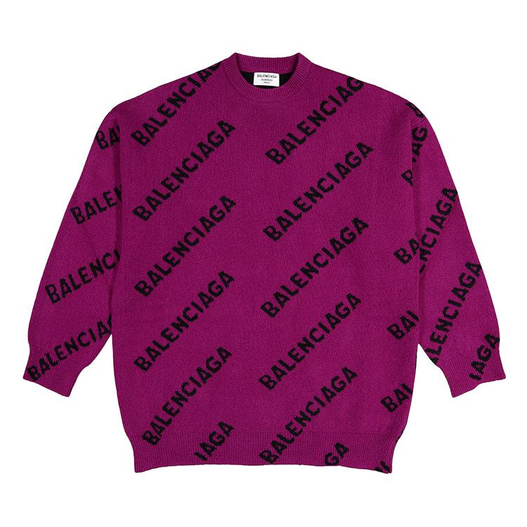 Balenciaga All Over Logo Sweatshirt Fuchsia/Black