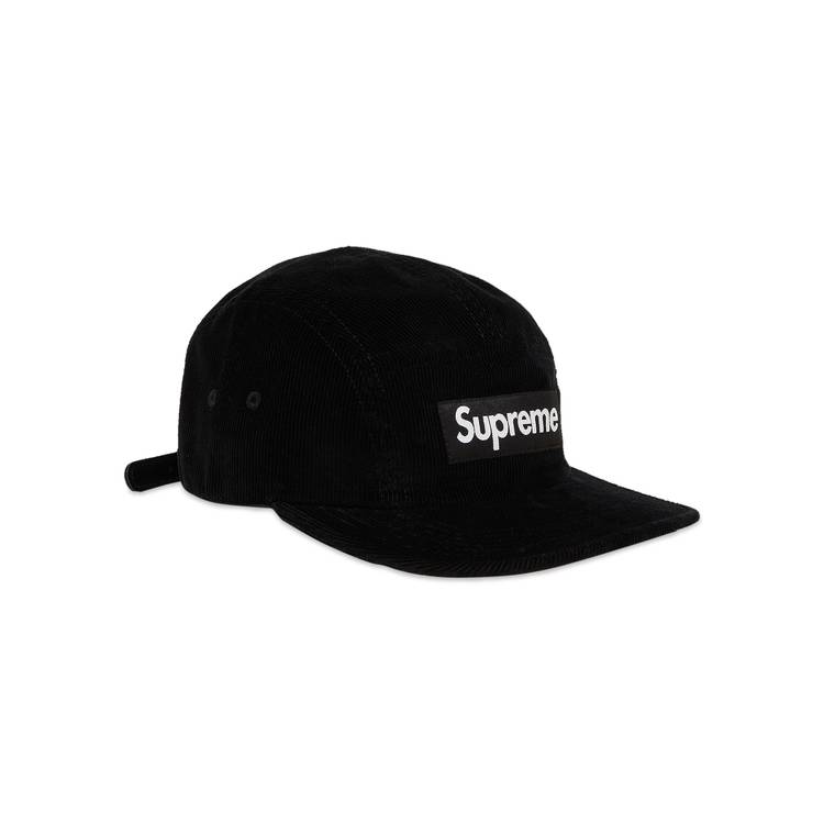SUPREME CORDUROY CAMP CAP - BLACK - OS - S/S 2018 - 100% AUTHENTIC