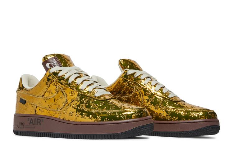 Louis Vuitton x Nike Air Force 1 Gold | Size 8, Sneaker