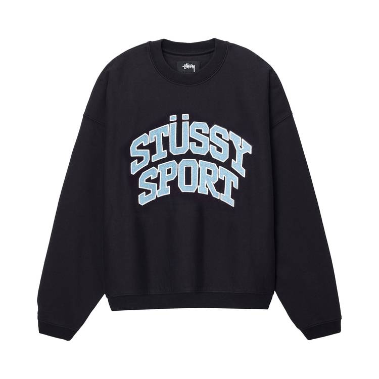 Buy Stussy Sport Relaxed Oversized Crew 'Washed Black' - 118487