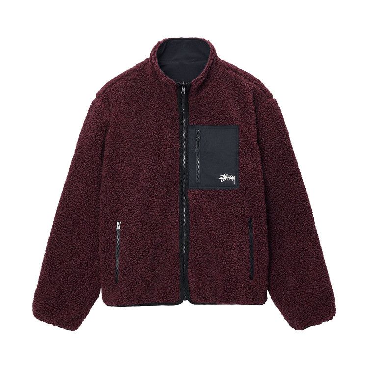 Stussy Sherpa Reversible Jacket Burgundy