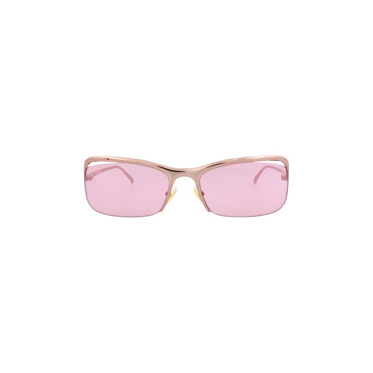 Bottega Veneta サングラス Y2K ピンク Buy Bottega Veneta Half Rim Rectangular Sunglasses 'Pink