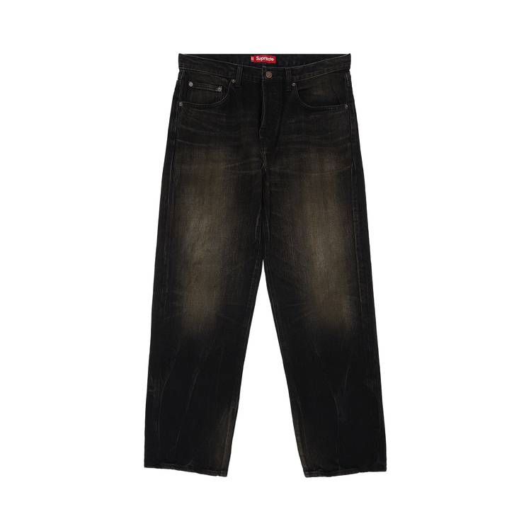 Buy Supreme Distressed Loose Fit Selvedge Jean 'Washed Black