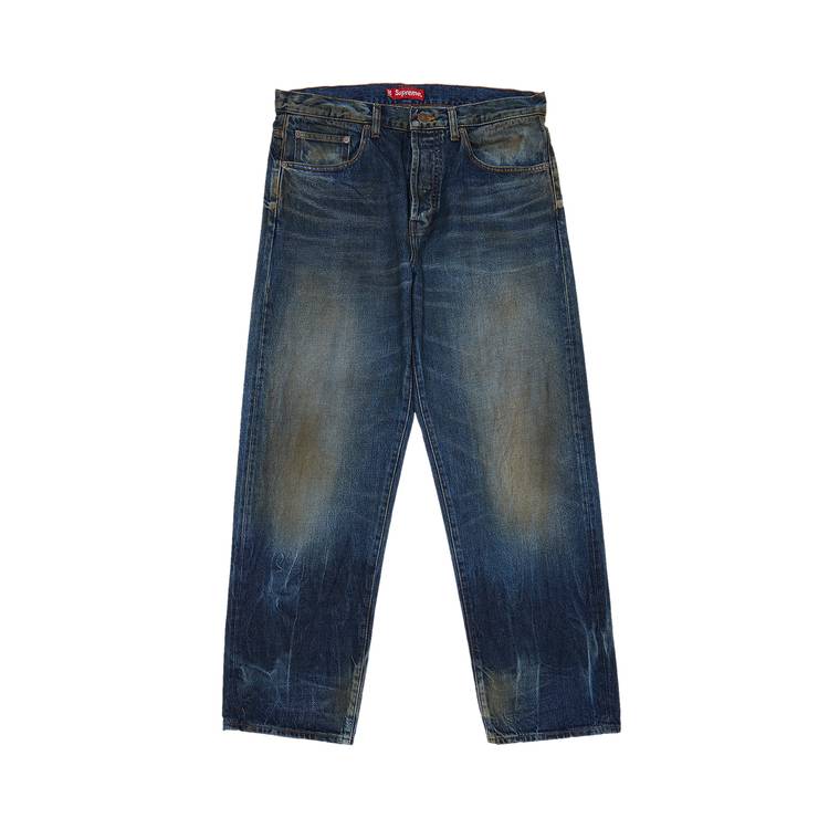 Buy Supreme Distressed Loose Fit Selvedge Jean 'Washed Blue