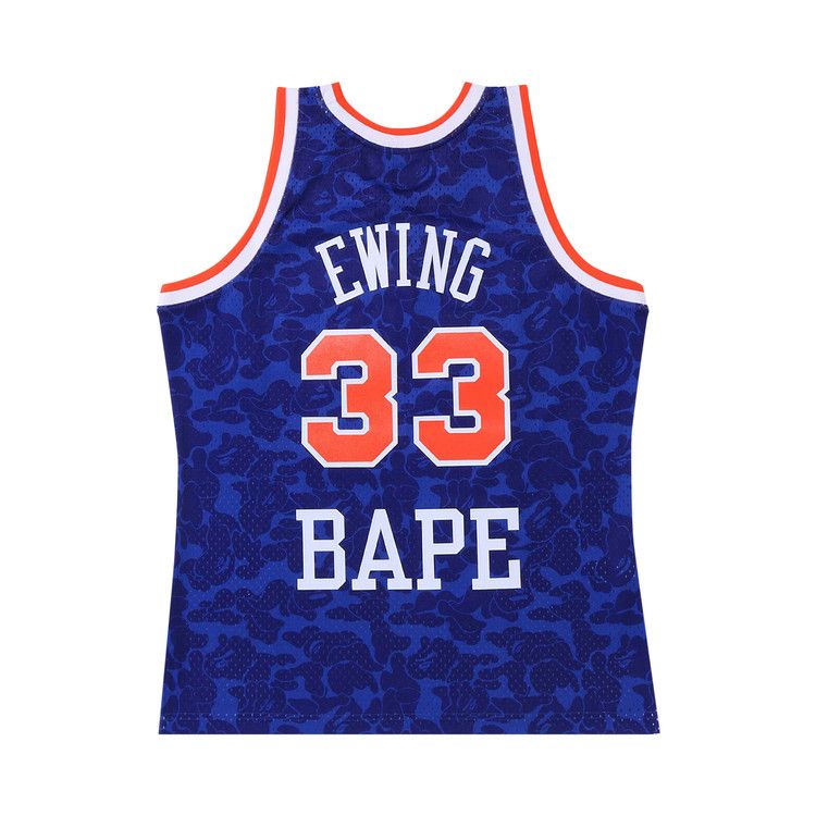 Buy BAPE x Mitchell & Ness New York Knicks Ewing Jersey 'Blue' - 1I23 108  903 BLUE | GOAT