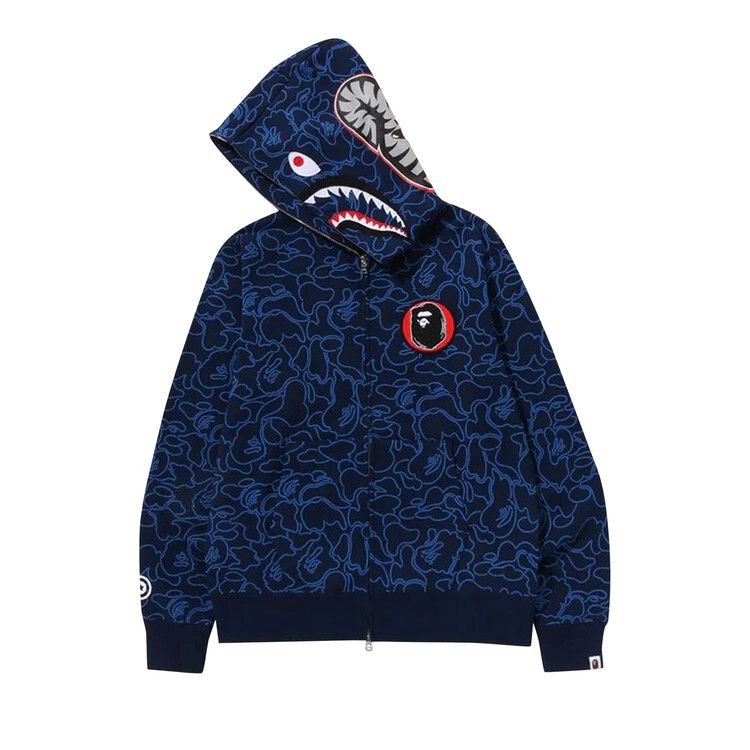 Bape 30th Anniversary Line Camo Shark Full Zip Hoodie Navy