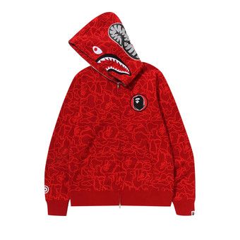 トップス BAPE COLOR CAMO SHARK HOODIE RED L BAPE Color Camo Shark Full Zip Hoodie (SS22) Red Men's