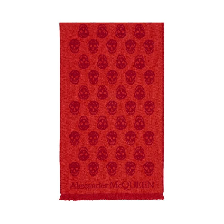 Buy Alexander McQueen Skull Wool Scarf 'Bordeaux Red' - 624425