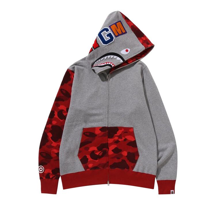 Black and red bape hoodie sale