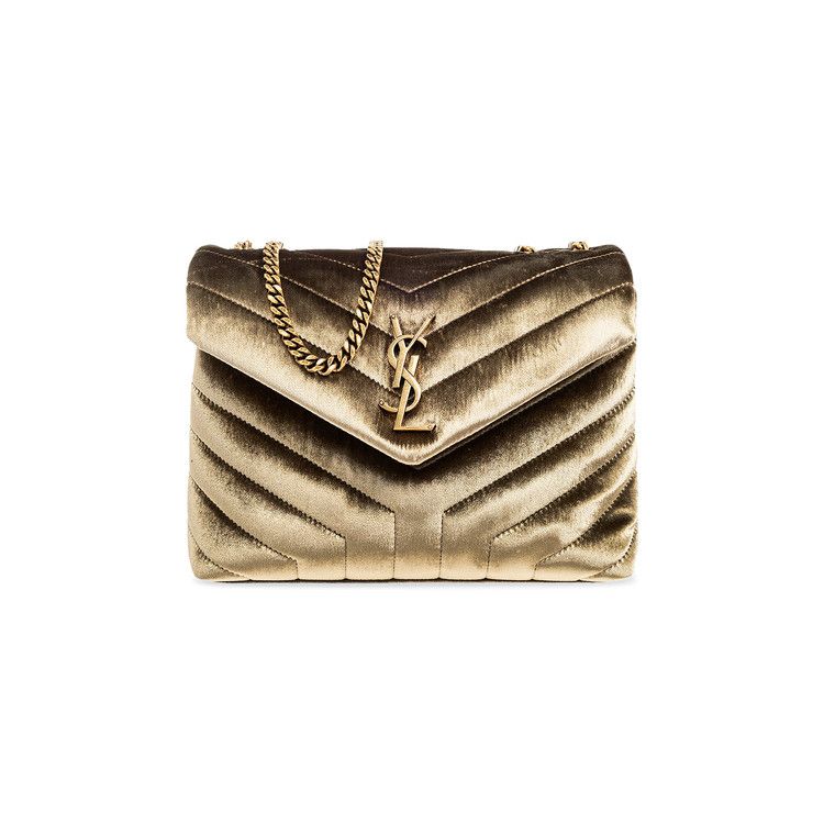 Saint Laurent Small Loulou Velvet Shoulder Bag Dark Vintage Olive