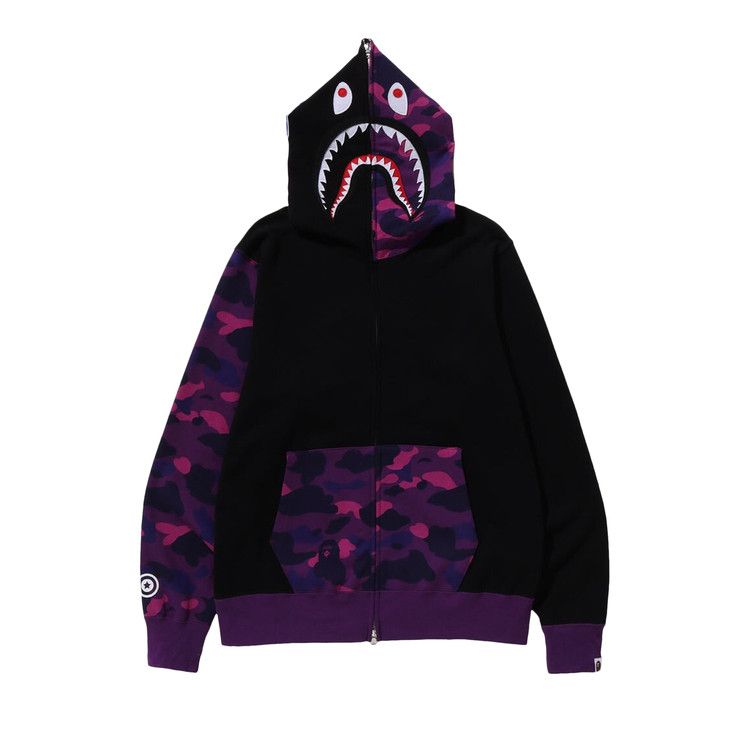 Bape Color Camo Shark Full Zip Hoodie Purple
