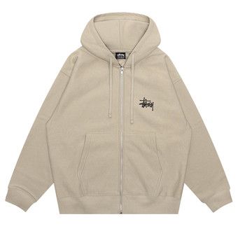 トップス 00s stussy monogram zip hoodie M khaki Stussy Men M 00S Monogram Zip Hoodie M Khaki Beautiful