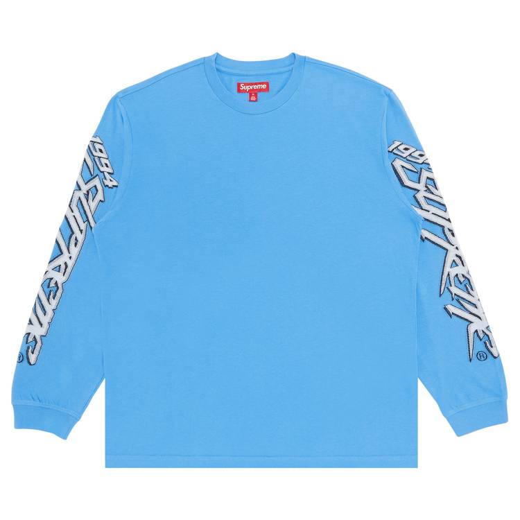 Supreme Long Sleeve Logo Sweater in Navy Blue Cotton ref.897920
