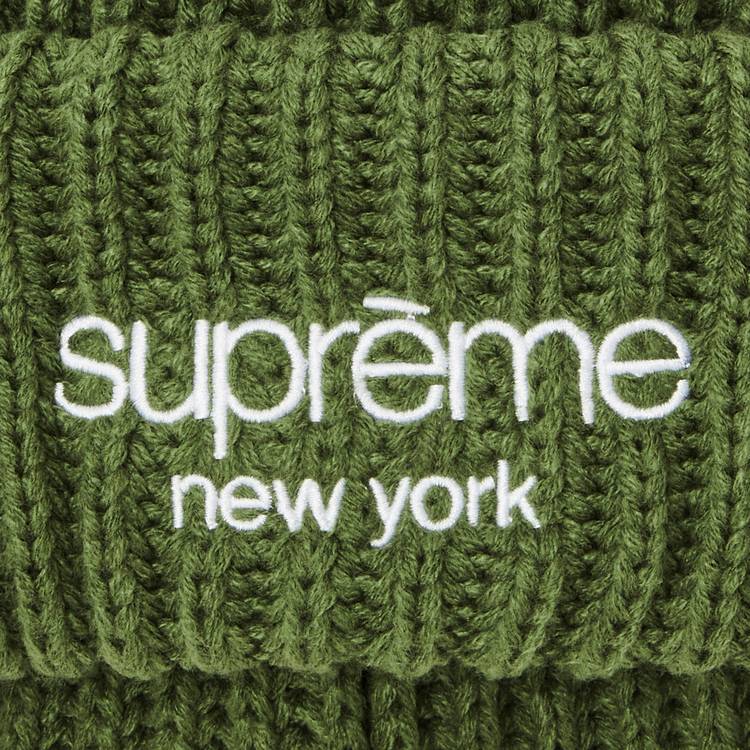 Buy Supreme Classic Logo Chunky Ribbed Beanie 'Olive' - FW23BN90 