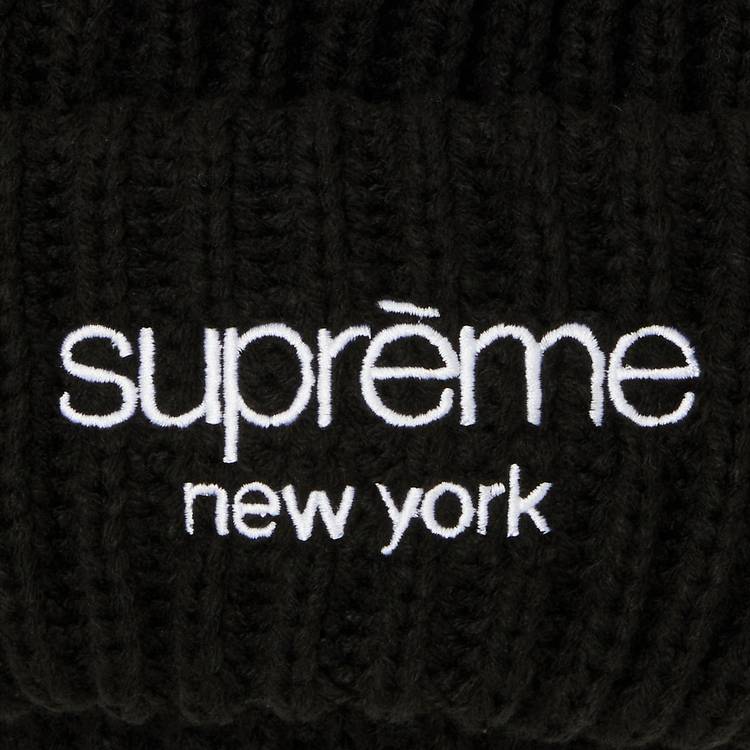 Buy Supreme Classic Logo Chunky Ribbed Beanie 'Black' - FW23BN90