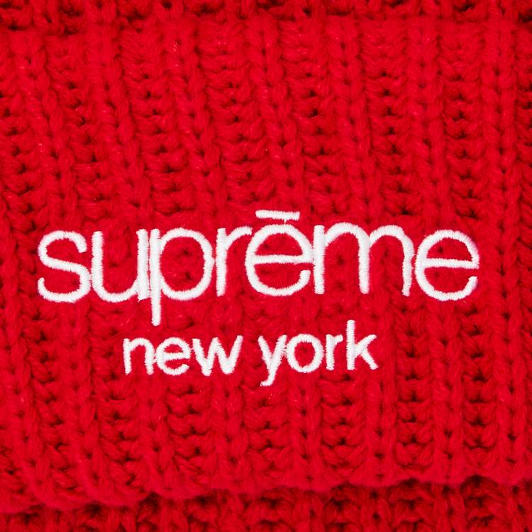 Supreme Classic Logo Chunky Ribbed Beanie 'Red'