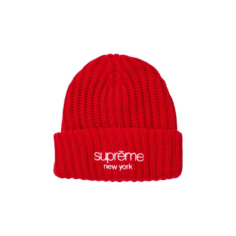 Buy Supreme Classic Logo Chunky Ribbed Beanie 'Red