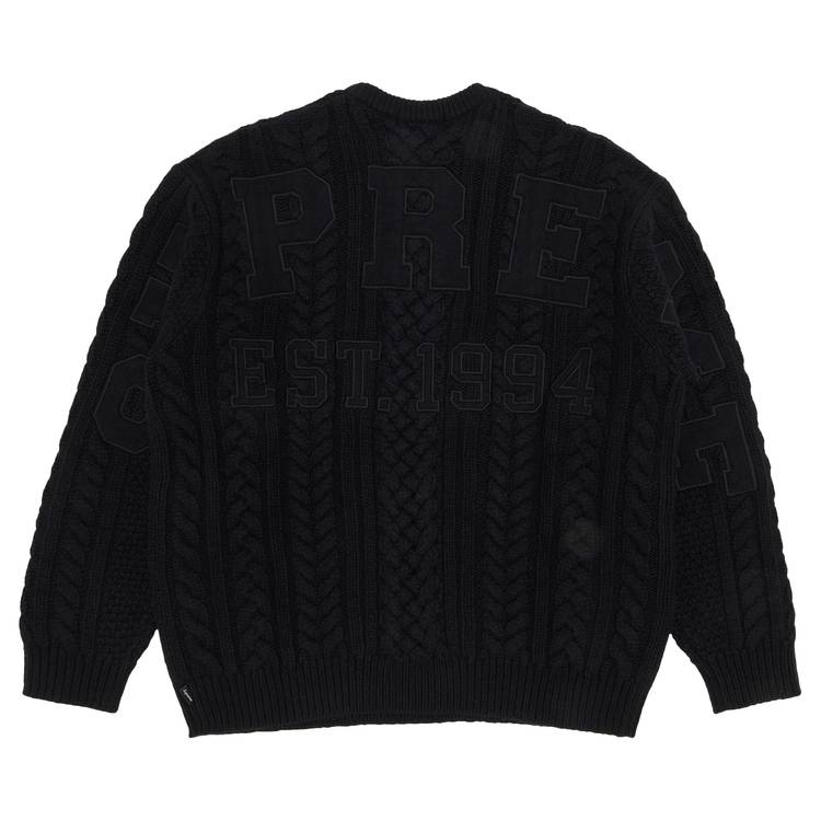 Buy Supreme Appliqué Cable Knit Sweater 'Black' - FW23SK19