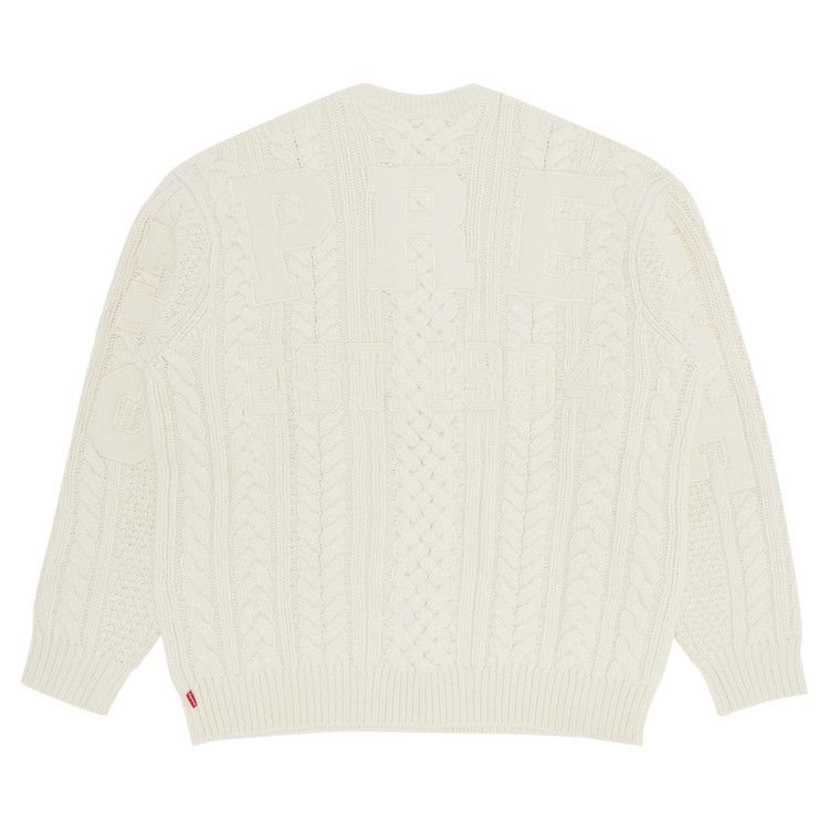 Buy Supreme Appliqué Cable Knit Sweater 'Ivory' - FW23SK19 IVORY