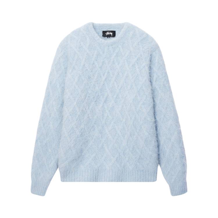 Stussy Fuzzy Lattice Crew Sweater 'Ice'