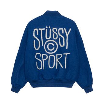 Buy Stussy Sport Melton Varsity Jacket 'Royal' - 115736 ROYA