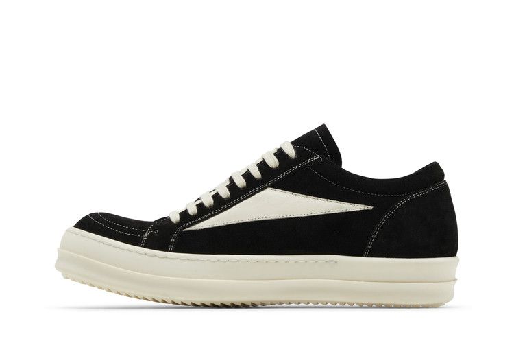 RICK OWENS | SNEAKERS BLACK/MILK WASHED CALF(LOO) スニーカー Rick Owens Low Calf Leather Sneaker In Black & Milk in Black