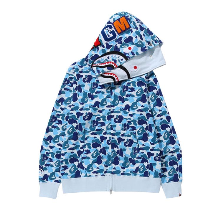 Bape Abc Camo Double Shark Full Zip Hoodie Blue
