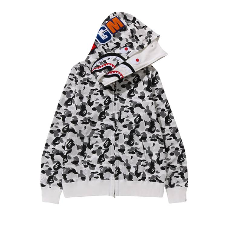 Buy BAPE ABC Camo Double Shark Full Zip Hoodie 'Grey' - 1J80