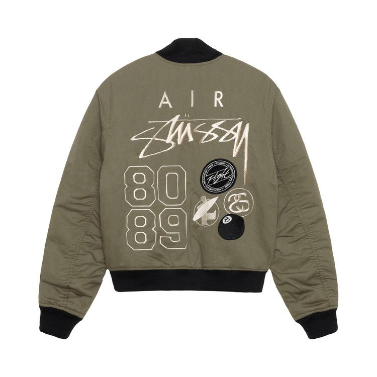 Stussy X Nike Reversible Varsity Jacket Medium Olive/Bright Mandarin