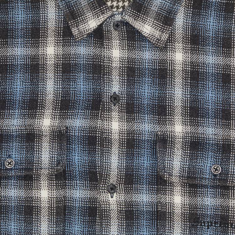 Buy Supreme Houndstooth Plaid Flannel Shirt 'Navy' - FW23S48 NAVY