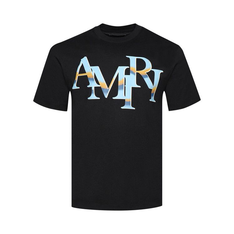 関税込♭*AMIRI*STAGGERED ロゴ コットン Tシャツ Amiri Staggered Logo Tee in Black | FWRD