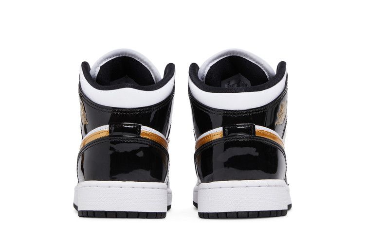 Air Jordan 1 Mid Patent SE Gs Black Gold