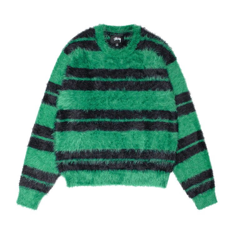 Stussy Hairy Stripe Crew Sweater 'black/Green'