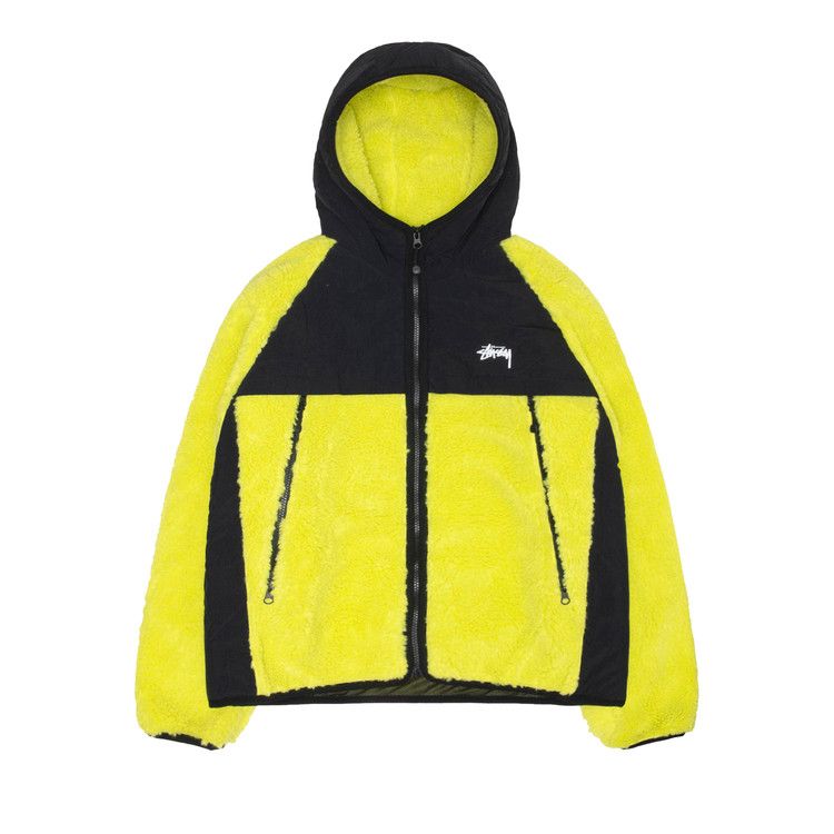 Stussy Sherpa Paneled Hooded Jacket Lime