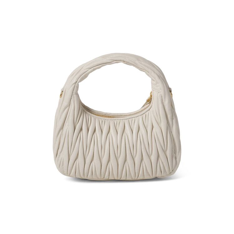 Miu Miu Wander Matelassé Nappa Leather Hobo Bag White