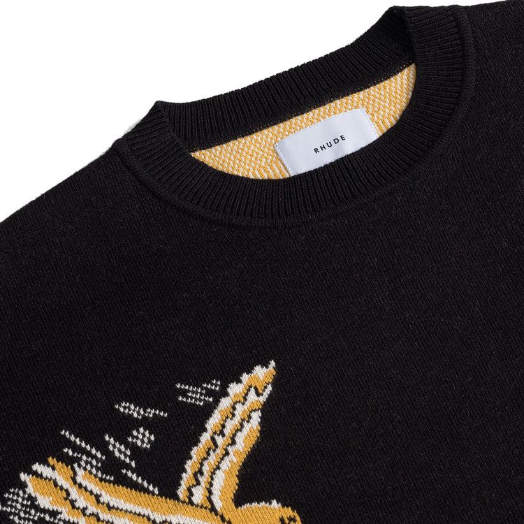 Rhude Eagle Souvenir Knit Crewneck 'black/Yellow/Cream'