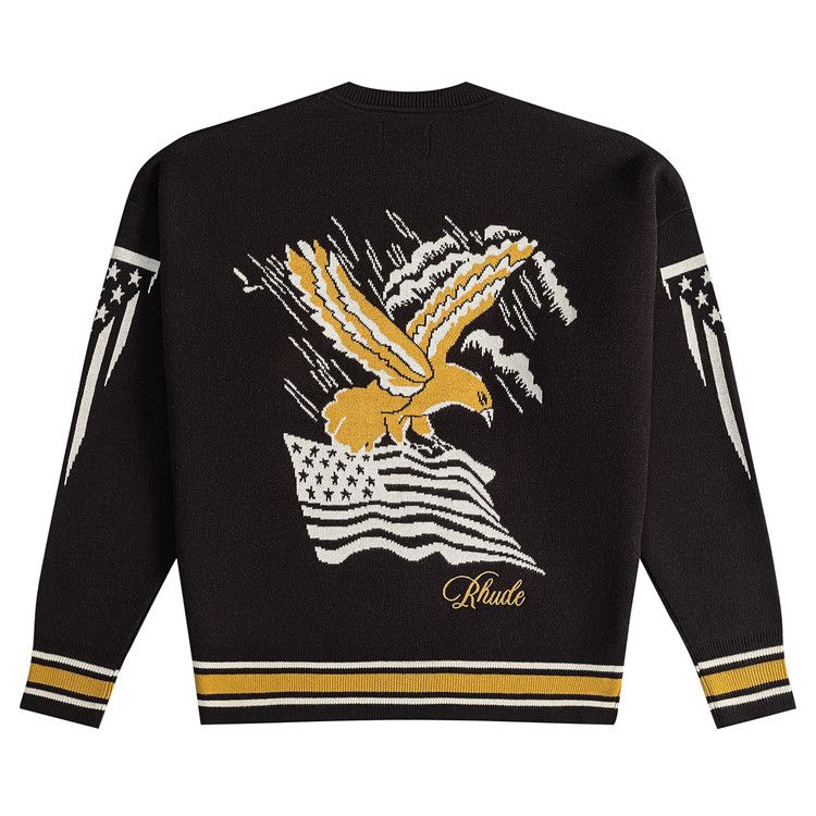 Rhude Eagle Souvenir Knit Crewneck 'black/Yellow/Cream'