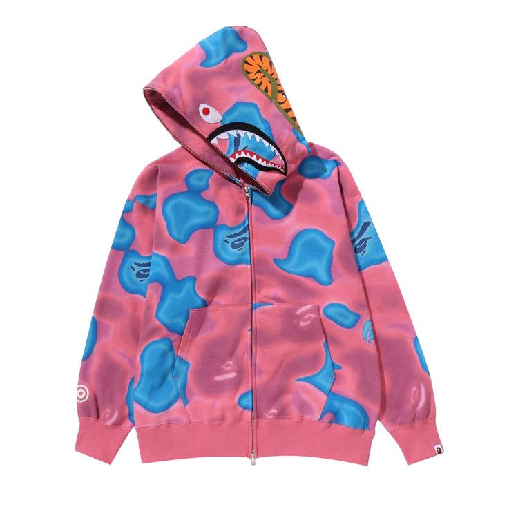 Bape Liquid Camo Shark Relaxed Fit Full Zip Hoodie Pink Culture Circle