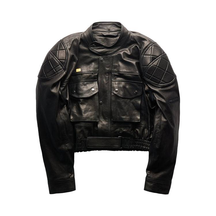 Buy Martine Rose Leather Rider Jacket 'Black' - MRSS24 523 BLAC