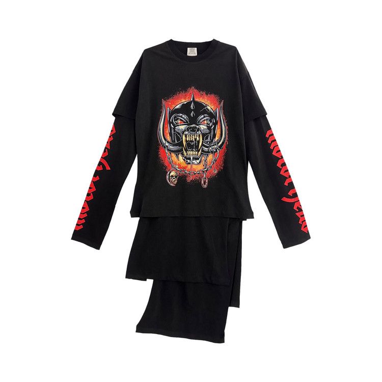 Vetements Layered Printed Cotton Jersey T Shirt Dress Black