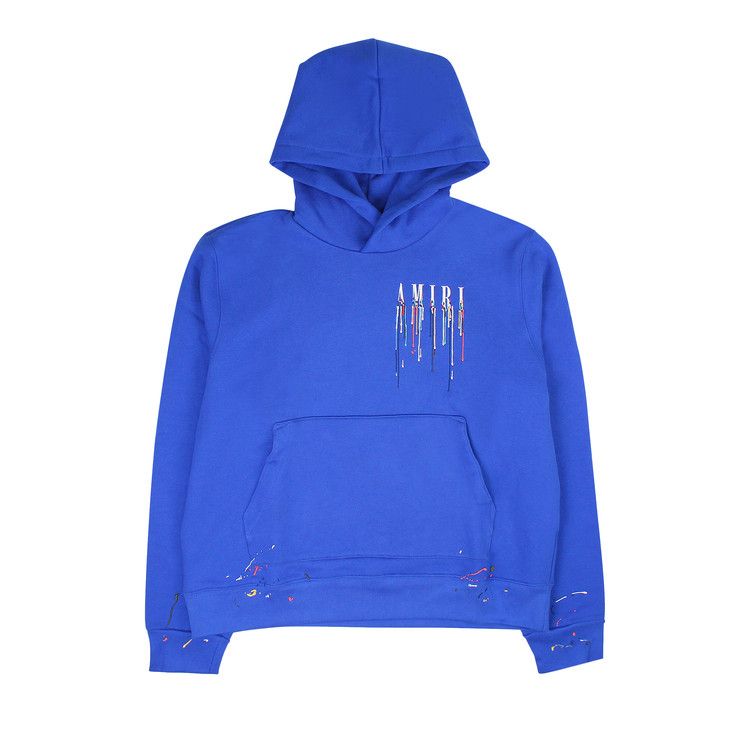 Amiri Paint Drip Core Logo Hoodie 'pond Blue/White'