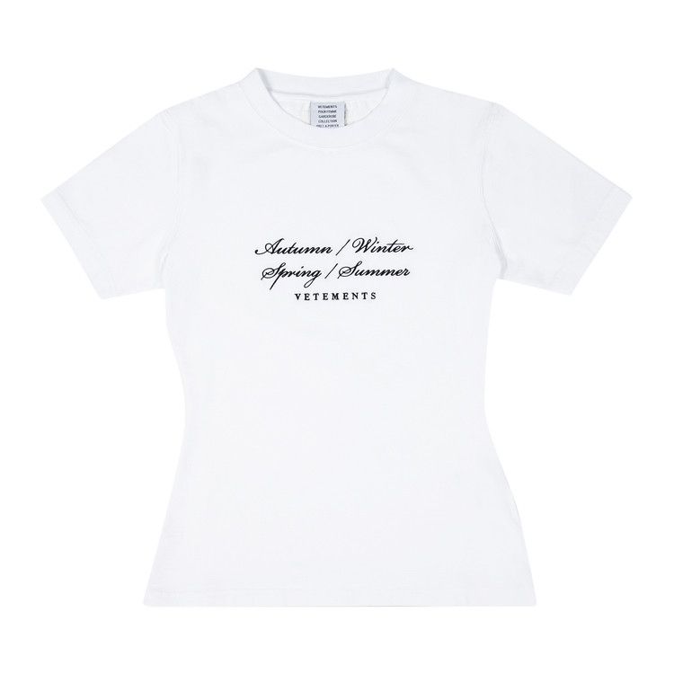 Buy Vetements 4 Seasons Embroidered Logo Fitted T-Shirt
