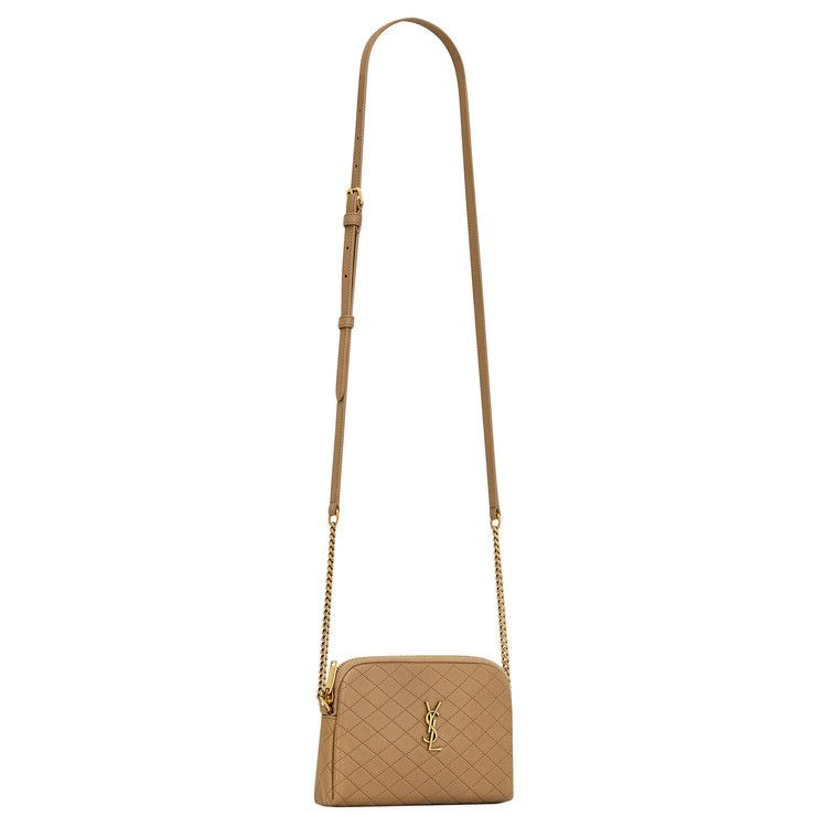 Saint Laurent Gaby Zipped Pouch Dark Cork