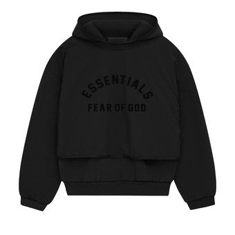 【ESSENTIALS】Nylon Fleece Hoodie/Jet Black(202SP244310F) Fear of God Essentials Nylon Fleece Hoodie Jet Black/Jet