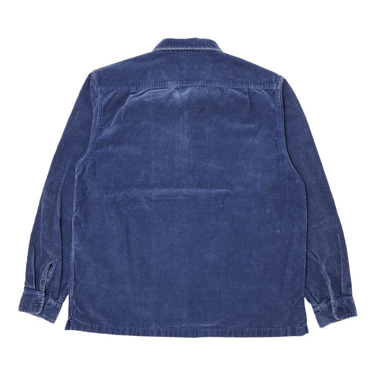 Supreme Washed Corduroy Zip Up Shirt Blue