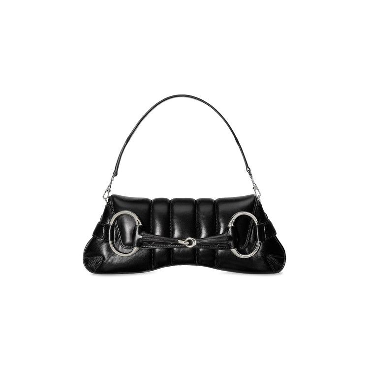 Gucci Horsebit Chain Medium Shoulder Bag Black