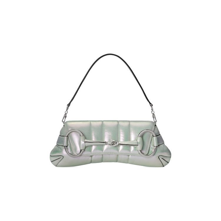 Gucci Horsebit Chain Medium Shoulder Bag Green Iridescent