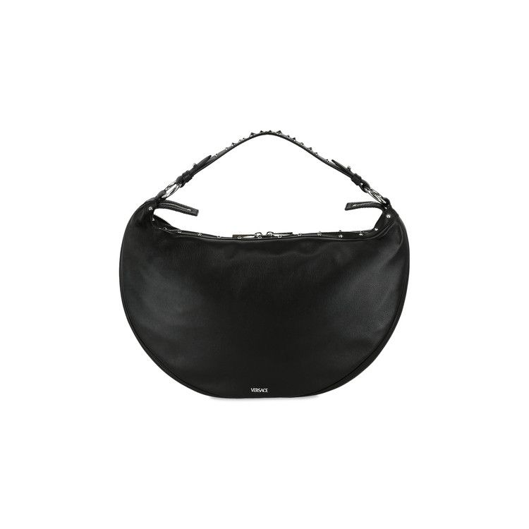 Versace Zipper Studded Hobo Bag 'black/Palladium'
