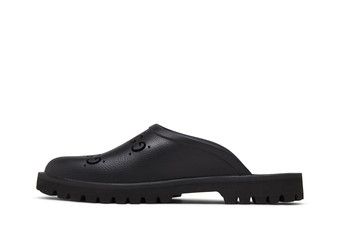 GUCCI ブラック オープントゥ ミュール❣️37 Gucci Perforated G Platform Slip Ons in Black | LN-CC